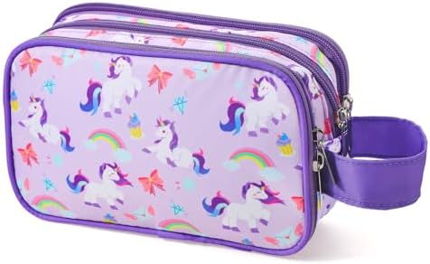 Kids Toiletry Bag for Girls, Travel Toiletry Bag for Little Young Girls Cosmetic Bag Makeup Bag Waterproof Hanging Wash Bag Toddler Toiletries, Unicorn Purple by Vipdeal