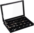 Frebeauty 24 Grid Earring Organizer,Velvet Jewelry Tray with Clear Lid by Frebeauty