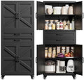 Yizosh 73" Black Mobile Metal Kitchen Pantry Storage Cabinet with 2 Drawers by Yizosh