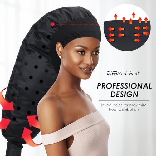 TEPENAR Hair Dryer Bonnet Attachment: Upgraded Extra Large Hooded Dryer Adjustable Hair Dryer Caps - Easy to Use for Natural Curly Textured Hair Care Styling Fast Drying - Black - Image 4
