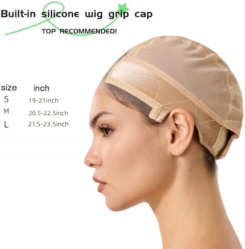 Built in silicone Wig Cap with Grip Band for Keeping Wigs in Place, More Full Cap-wide Transparent Lace for Lace Front Wigs .(Nude, M) - Image 3
