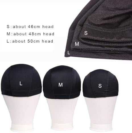YANTAISIYU 5 Pcs/Lot Black Dome Cap Wig Caps Stretchy Wig Cap with Wide Elastic Band for Making Wig (Dome Cap S) - Image 5