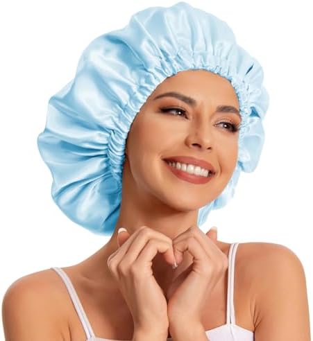 Edoneery Satin Bonnet for Sleeping Women, Double Layer Curly Hair Cap by Edoneery