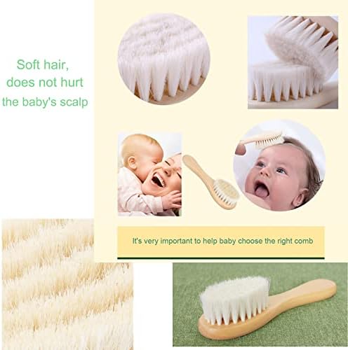 Baby Hair Brush and Comb Set for Newborns & Toddlers | Wooden Baby Brush Set with Soft Goat Bristles l Wood Comb l White Cradle Cap Brush| Ideal for Cradle Cap (3 Piece) - Image 6