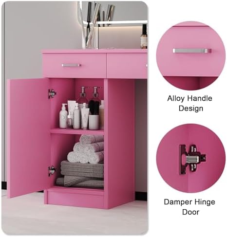 4ever2buy Pink Salon Stations for Hair Stylist, Wall Mount Barber Station - Image 4