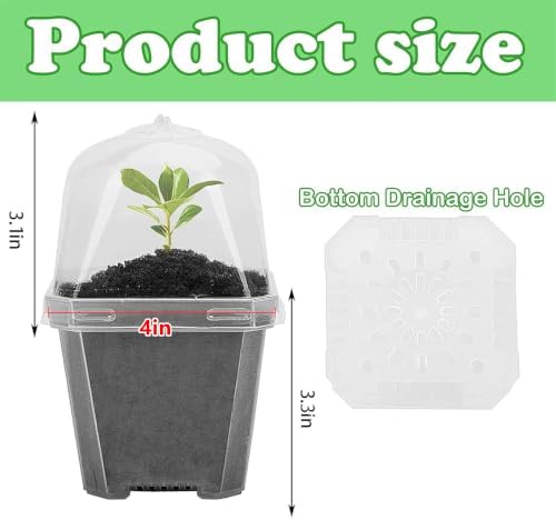 10 Packs Clear Plant Nursery Pot with Humidity Dome, Plastic Gardening Pot - Image 2