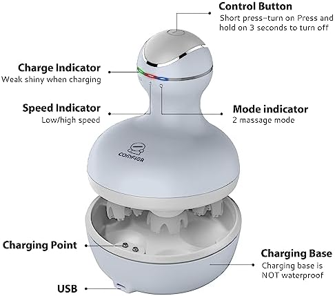 COMFIER Electric Scalp Massager Hair Growth,Handheld Head Massager for Headaches,84 Massage Nodes,Hair Massager,Deep Kneading and Stress Relief,Head Scratcher,Ideal Gifts for Mom,Dad,Women,Men - Image 5