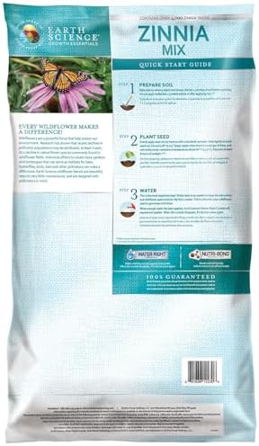 Earth Science Zinnia Wildflower Mix—6lb – 3-in-1 Seeds Plant Food & Soil Conditioner – Non-GMO Vibrant Blooming Flowers for Gardens Low Maintenance Attracts Pollinators – Covers 600 Sq Ft Eco-Friendly - Image 2