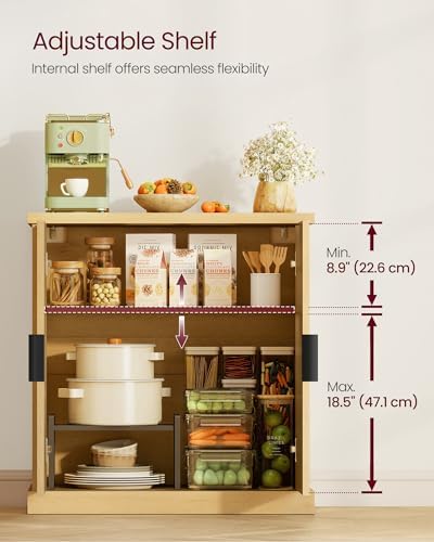 VASAGLE Contemporary Buffet Cabinet with Adjustable Shelves, Fluted Doors - Image 4