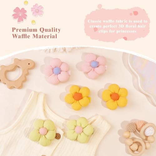 JOYOYO 16Pcs Set 3D Puff Flower Hair Clips - Adorable Gentle Puff Soft Hair Accessories for Baby Girls, Kids Child and Teens - Image 4