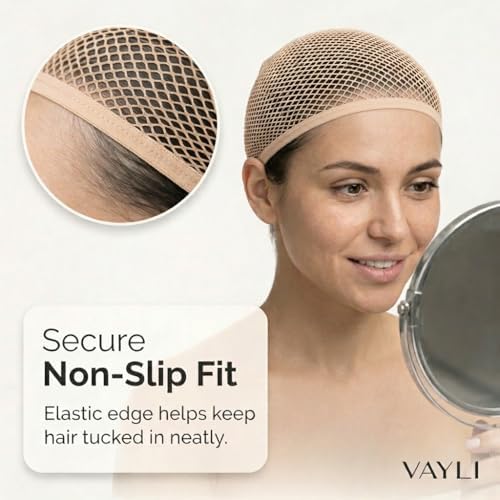 Wig Cap for Long Hair, 2 Large Mesh Hair Nets, Light Brown, 8 Pc Set - Image 6