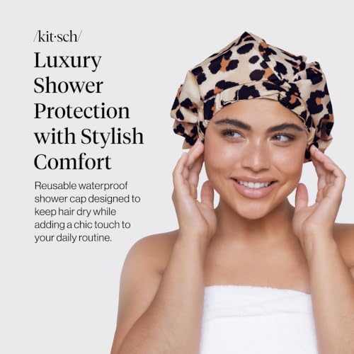 Kitsch Luxury Large Shower Cap for Women - Leopard - Image 2