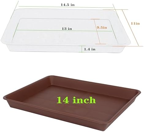 VUWEZ Plant Growing Trays 4 Pack, Plant Tray, 14.5"x11", Heavy Sturdy Plastic Plant Saucer Seed Trays, Seedling Starter Tray, Plant Drip Trays for Indoors, Seed Starter Growing Tray (Chocolate) - Image 2