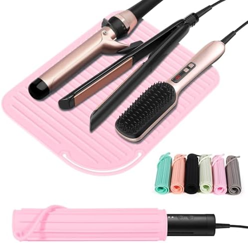 Heat Resistant Mat Large Silicone Hot Hair Tools Holder for Curling Irons Flat Iron Hair Straightener Mat Portable Vanity Pad Accessories/Organizer by Quccefods