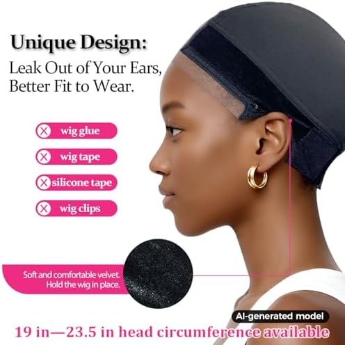 LAB HAIRS Wig Cap with Grip Band for Keeping Wigs in Place, More Full Cap-wide Transparent Lace for Lace Front Wigs - Brown/Black/Nude Non Slip Cap Make Your Wig Be Glueless (Black-S) - Image 3