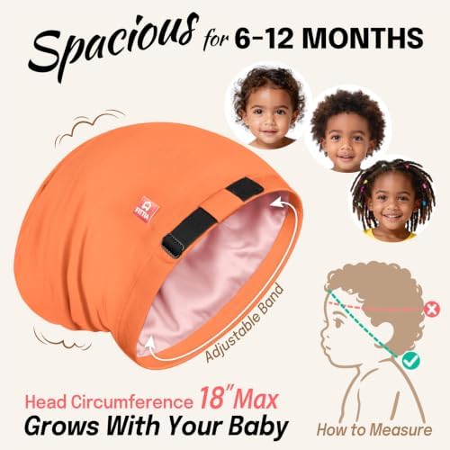 Fittia Baby Bonnet 6-12 Months, Durag Sleep Cap for Girls&Boys, Adjustable - Image 2