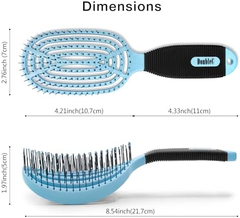 NuWay® DoubleC® Scalp Care Hair Brush – Patented Double Curve Design for Scalp Massage, Vented Blow-Dry Styling, Wet & Dry Hair, All Hair Types (Classic Blue) - Image 3
