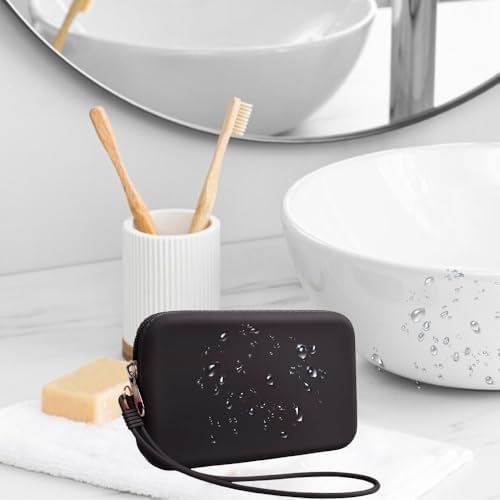 Silicone Small Makeup Pouch for Travel, Toiletry Bag Cute Portable Cosmetic Organizer - Waterproof, Mini Zipper Clutch - Black - Image 5
