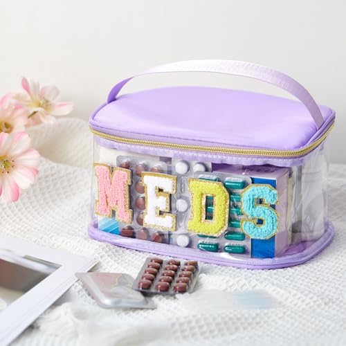 Geetery Meds Travel Bag Purple, Meds Chenille Letter Clear - Image 3