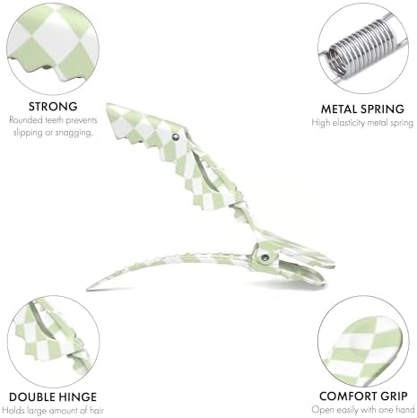 FRAMAR Alligator Clips For Hair Styling, Checkered Hair Clip For Women - Image 5