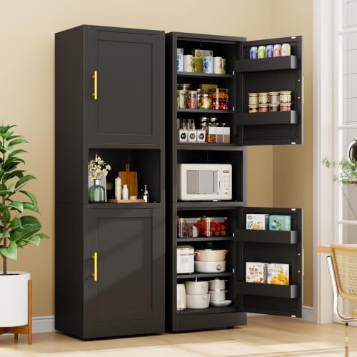 67" Freestanding Metal Pantry Cabinet, Tall Kitchen Food Storage Cupboard - Image 2