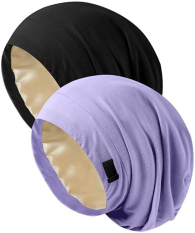2Pcs Satin Lined Bonnet for Sleeping for Women Men by DUOMODRAGON