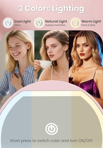 Magnifying Mirror, Rechargeable Compact Makeup Mirror with Light 40X Pink - Image 3