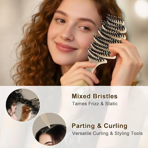 Natural Boar Bristle Hair Brush for Fine Hair - A Great Gift - Image 3