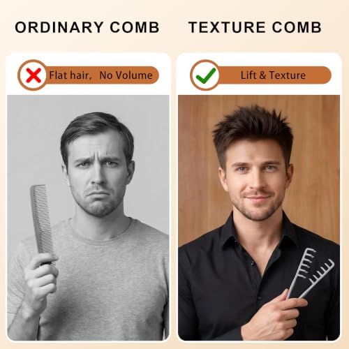 Men's Texture Comb, Wide-Toothed Root Lifter, Non-Slip for Volume Styling - Image 2
