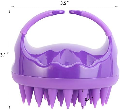 BTYMS Silicone Scalp Scrubber Hair Shampoo Brush, Head Scrubber Hair Wash Brush Cleansing Dandruff Brush - Purple - Image 3