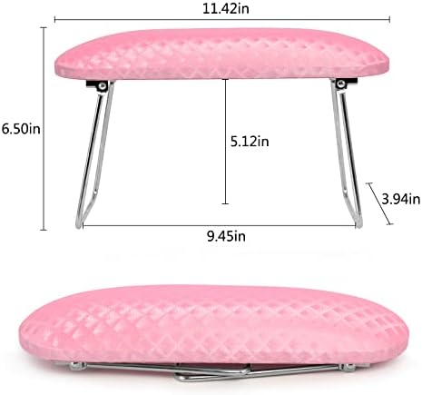 Krofaue Arm Rest for Nails Tech, Professional Microfiber Leather Nail Hand Rest Stand Arm Rest for Acrylic Nails Cushion Hand Holder with Non-slip - Nail Technician Use Must Have (Pink) - Image 2