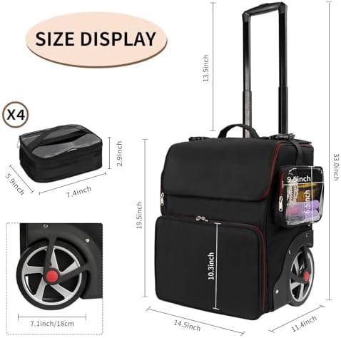 OCHEAL Large Makeup Train Case with 4 Travel Makeup Bags Set, Cosmetic Case for Hairstylist, Hairdresser Storage Bag with Detachable Pouch, Heat Insulation and Anti-Scalding Full Layer - Image 3