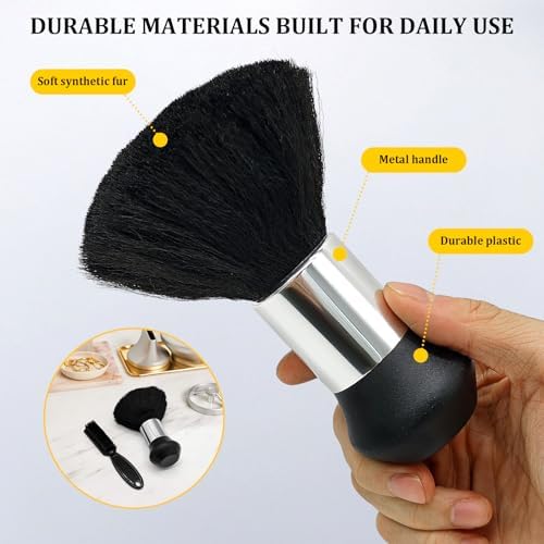 Barber Brush Set, 2 Piece Neck Duster and Clipper Cleaning Brush - Image 6
