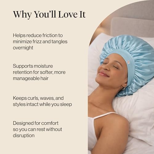 Kitsch XL Satin Bonnet for Sleeping - Haze Blue - Image 5
