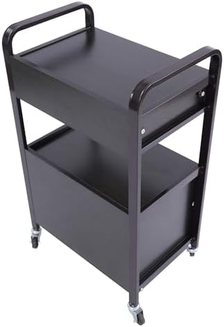 Beauty Salon Utility Trolley Cart, Movable Beauty Organizer Portable High Capacity Luggage Trolley Cart Free Standing Esthetician Rolling Makeup Carts w/4 Wheels for Beauty Spa Massage (Brown) - Image 5