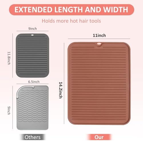 Heat Resistant Mat Large Silicone Hot Hair Tools Mat for Curling Irons Flat Iron Hair Straightener Vanity Mat Portable Hair Styling Tools Hot Pad Vanity Organizers - Image 5