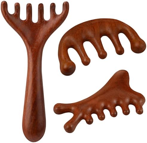 ProSuites 3 Pack Scalp Massager Hair Growth,Wooden Gua Sha Head Massage Tool for Hair Growth, Soothing and Relaxing by ProSuites