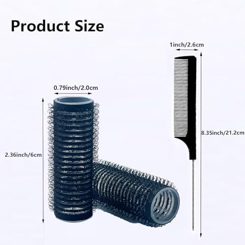 18PCS Self Grip Small Hair Curlers Heatless Roller Hair Curlers Pro Salon Hairdressing Curler DIY Curly Hairstyle Hair Rollers Tools Rat Tail Comb for Women Medium Short Hair(Black) - Image 2