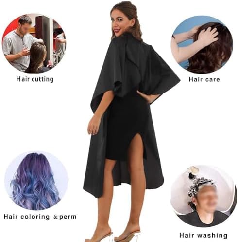 Black Professional Barber Cape Waterproof Hair Salon Cape with Metal Snap Closure Hair Cutting Cape - Image 5