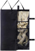 Travel-Friendly Halo Hair Extensions Holder Bag - Lightweight, Easy Fold, PVC Film And Fine Lining Prevents Wig Frizzy, Portable Wig Storage Hanger for Multiple Hairpieces (Black) by Unknown