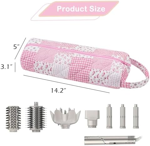 RSRSLEII Quilted Hair Tools Travel Bag, Portable&Foldable, Pink Checks - Image 3