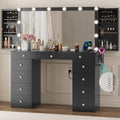 Likein Black Makeup Vanity with Lighted Mirror, 11 Drawers Dressing Table by Likein