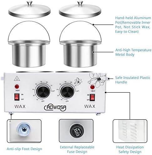 Professional Waxing Kit Wax Warmer Double Pot Wax Heater for Hair Removal - Image 3