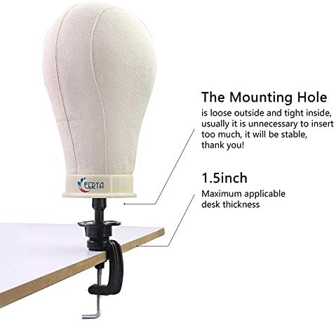 23.5 Inch Canvas Block Wig Head Stand Set for Wig Display Styling Making - Image 6
