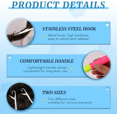 2 Pcs Latch Hook Latch Hook Tool 0.2in, 0.15in Crochet Needles for Hair - Image 3