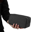E-Tree Makeup Bag,Medium Travel Make up Pouch for Purse,Zipper Cosmetic Brush Skin Care Case for Women Man,Toiletry Bags,Tech Electronic Organizer,Small Canvas Storage for Personal Items,Black by E-Tree