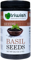 Nutriwish Basil Seeds 35.2 oz (1 KG) | 100% Natural, Raw & Gluten-Free | Perfect for Smoothies, Drinks & Desserts by Nutriwish