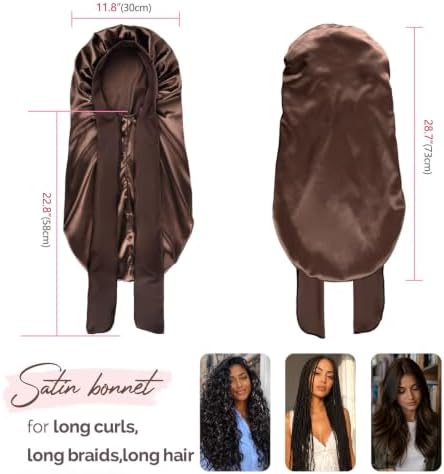 YANIBEST Silk Feeling Bonnet for Sleeping Braid Bonnet for Long Hair Brown - Image 2