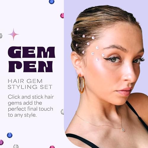 Hally Hair Gem Pen, 240 Stick-On Hair Gems with Stamper Tool, Easy to Apply and Remove, Hair Accessories Kit for Girls and Kids (Pack of 2) - Image 5