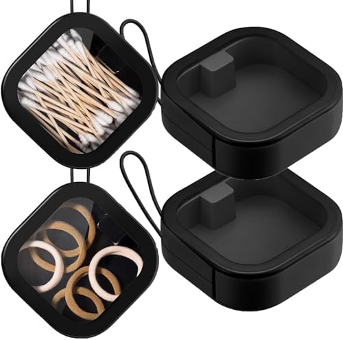 Hair Tie Organizer,2 Pack Stackable Travel Box,Black by ESEHGS